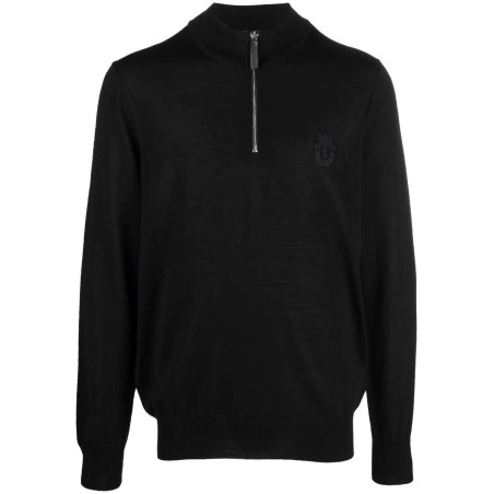 Merino wool pullover zip mock