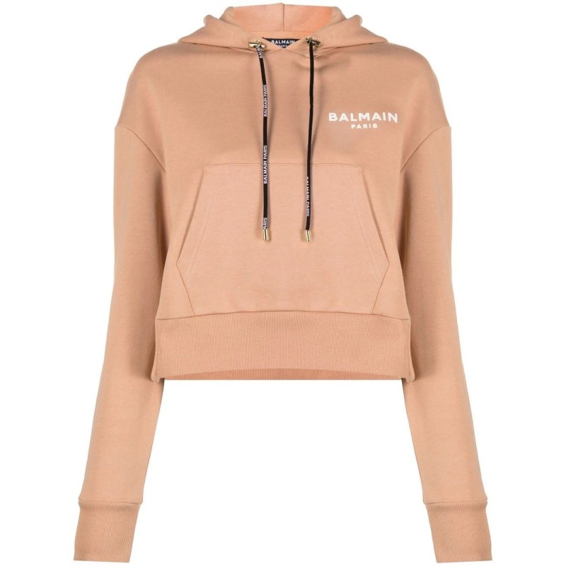 Balmain flock detail hoodie