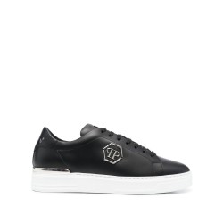 Leather lo-top sneaker hexagon