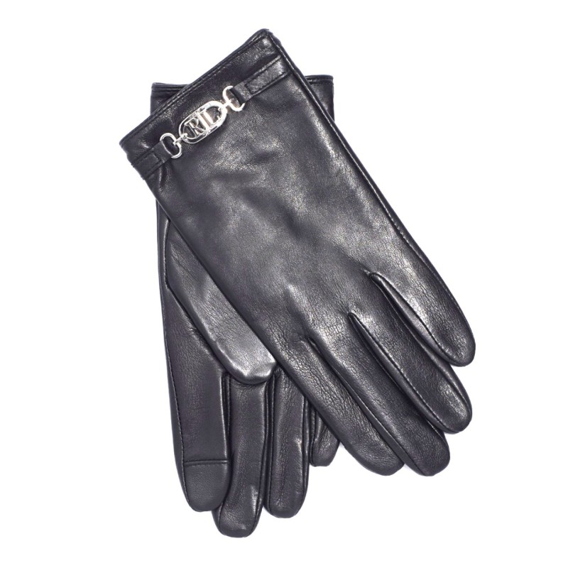 Leather logo gloves