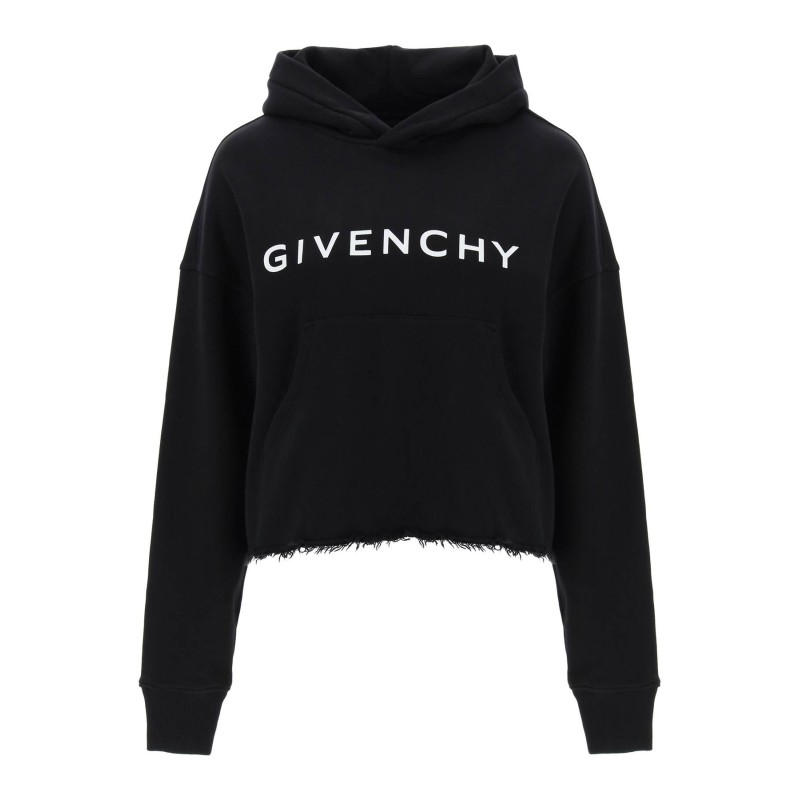 cropped hoodie with logo print