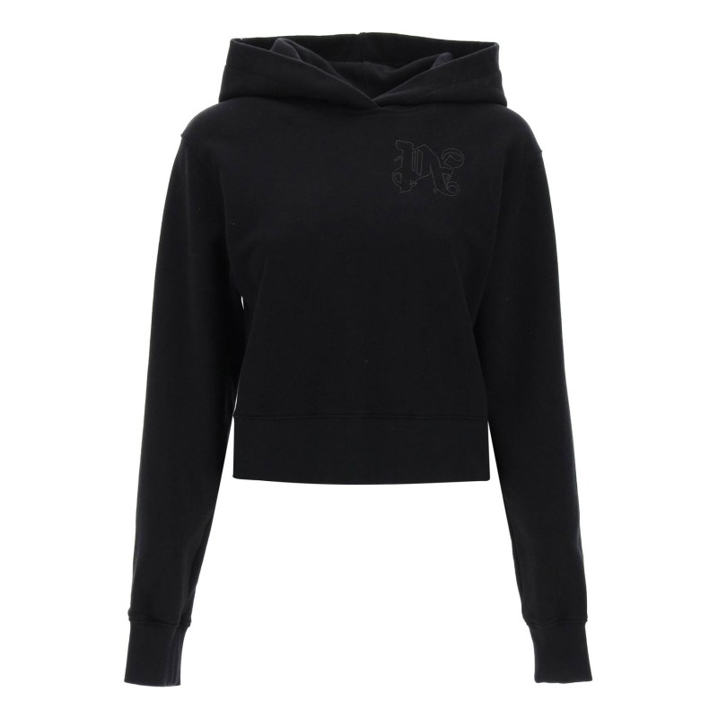 cropped hoodie with monogram embroidery