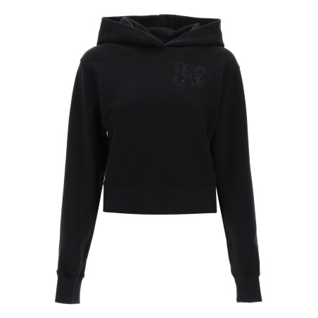 cropped hoodie with monogram embroidery