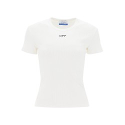 ribbed t-shirt with off embroidery