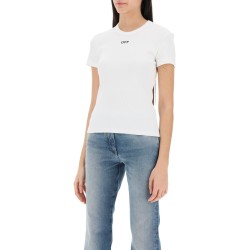 ribbed t-shirt with off embroidery