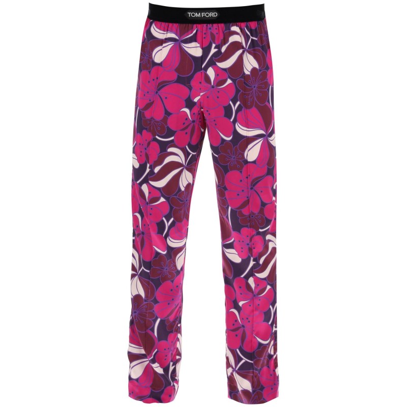 pajama pants in floral silk