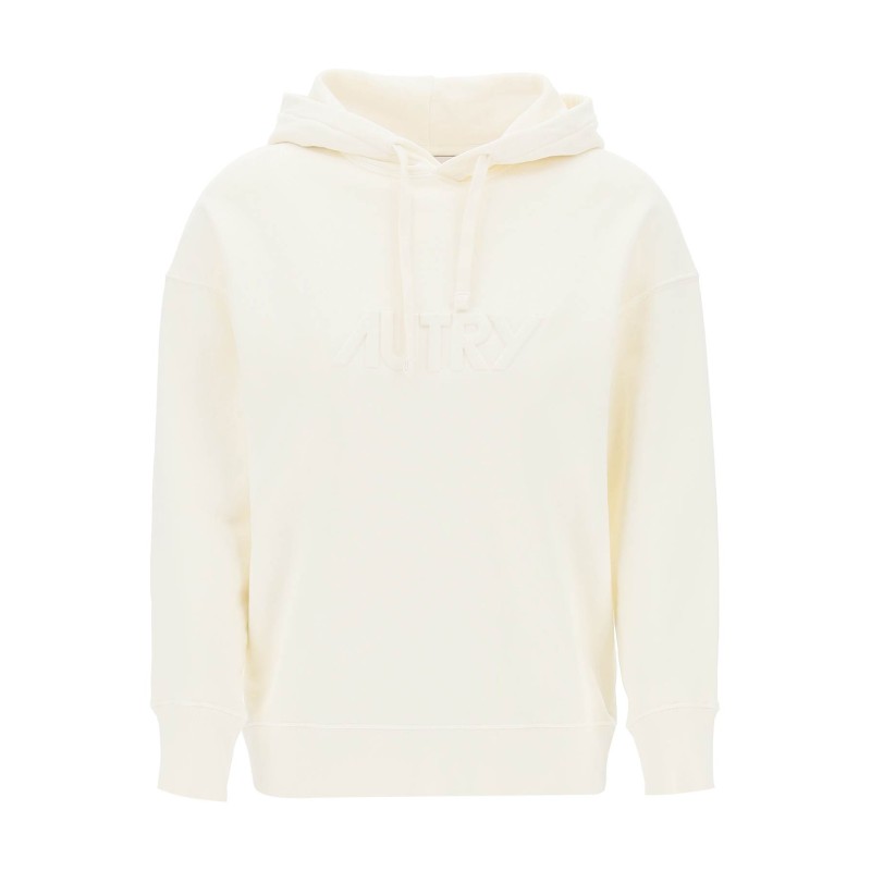 embossed logo hoodie