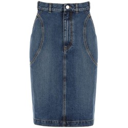 denim midi skirt in seven