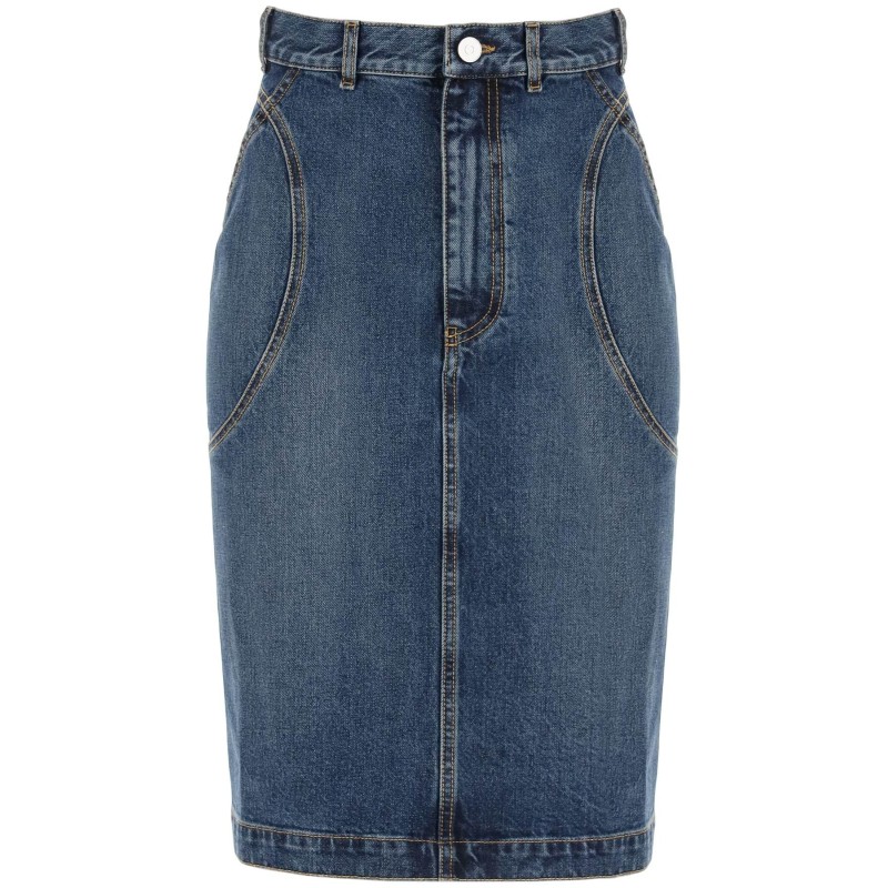 denim midi skirt in seven