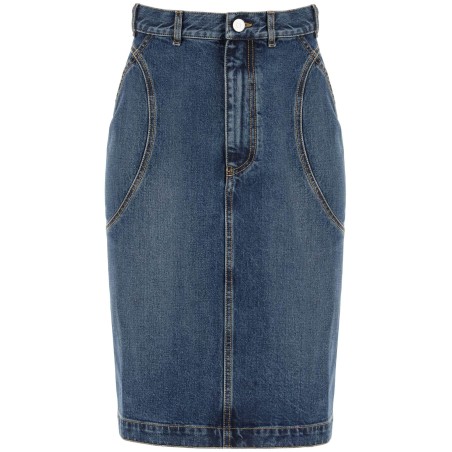 denim midi skirt in seven