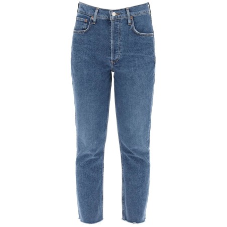 high-waisted straight cropped jeans in the