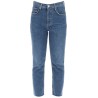 high-waisted straight cropped jeans in the