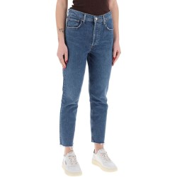 high-waisted straight cropped jeans in the