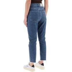 high-waisted straight cropped jeans in the