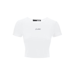 cropped t-shirt with embroidered lurex logo