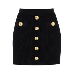 knitted mini skirt with embossed buttons