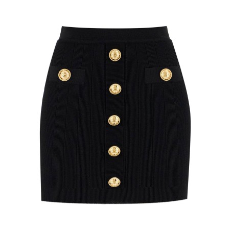 knitted mini skirt with embossed buttons