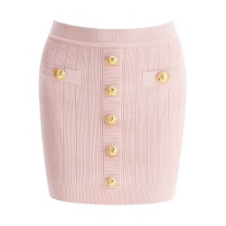 knitted mini skirt with embossed buttons