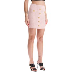 knitted mini skirt with embossed buttons