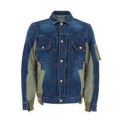 denim and nylon jacket for men