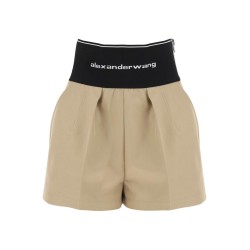 cotton and nylon shorts with branded waistband