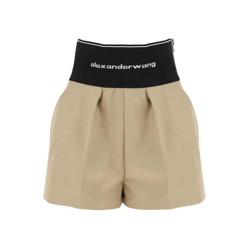 cotton and nylon shorts with branded waistband