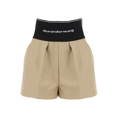 cotton and nylon shorts with branded waistband