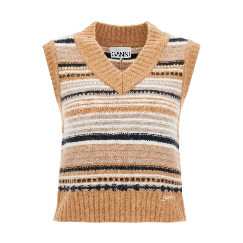 "soft striped knit vest with a comfortable