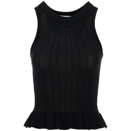 ribbed knit tank top with spaghetti straps