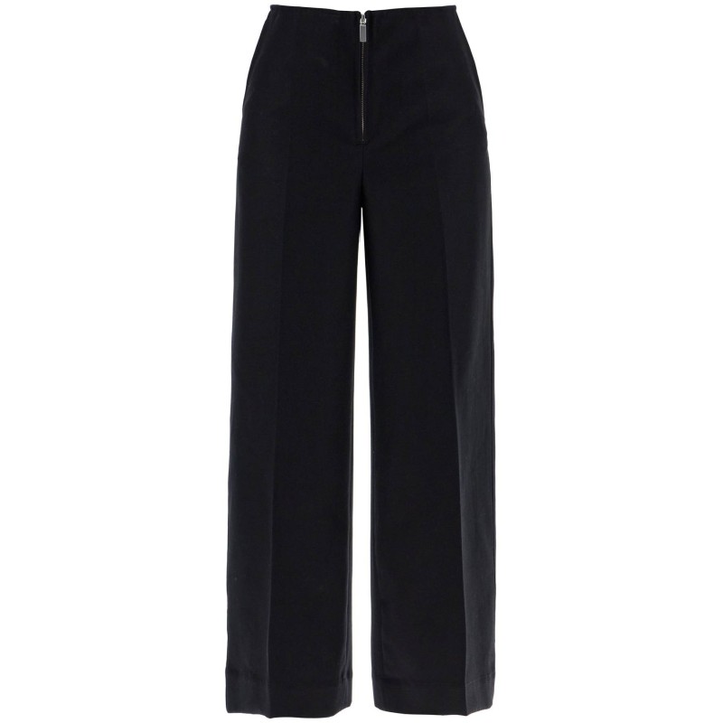 zip-front wide trousers