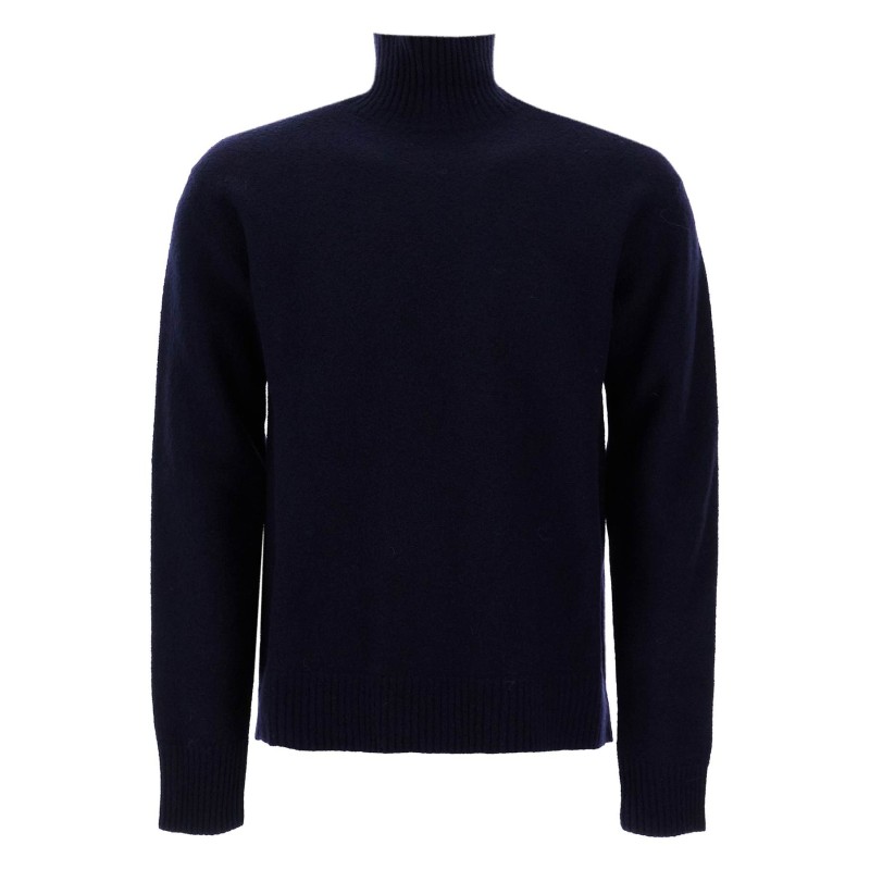 high-neck wool pullover sweater