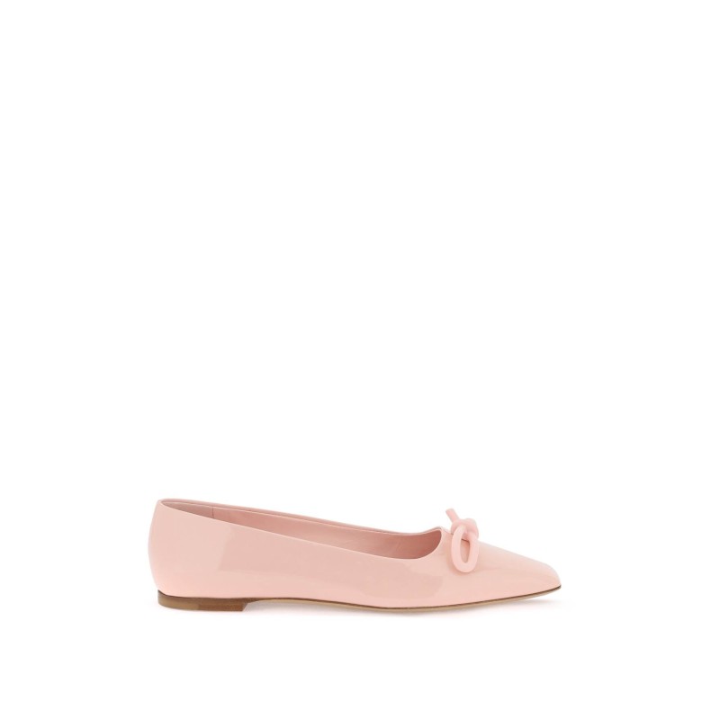 patent leather ballet flats with asymmetrical bow