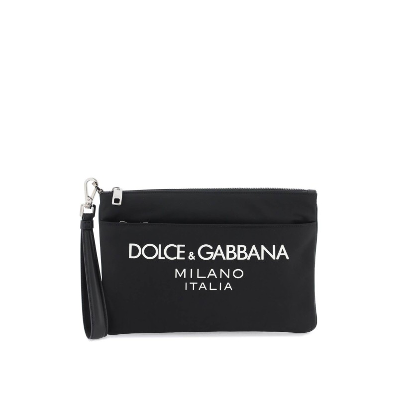 nylon pouch with rubberized logo