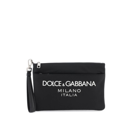 nylon pouch with rubberized logo