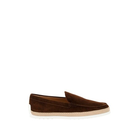 suede slip-on with rafia insert