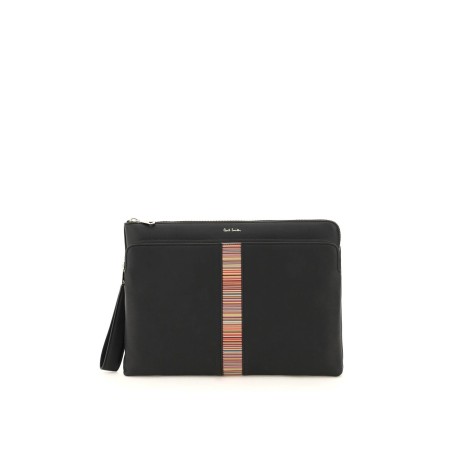 signture stripe leather pouch