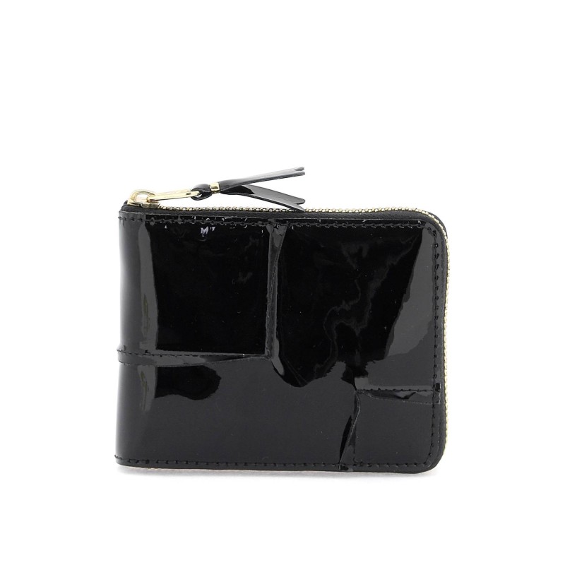 zip around patent leather wallet with zipper