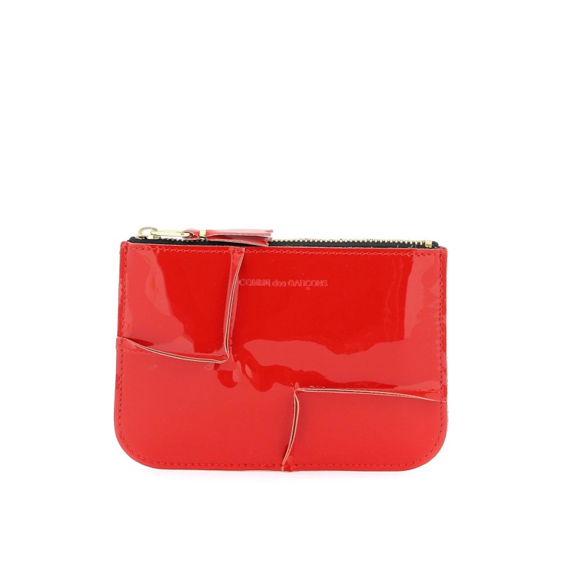 zip around patent leather wallet with zipper