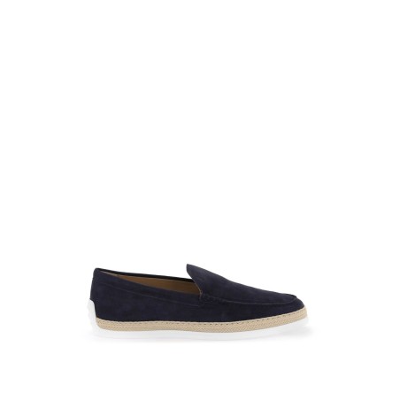 suede slip-on with rafia insert