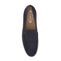 suede slip-on with rafia insert