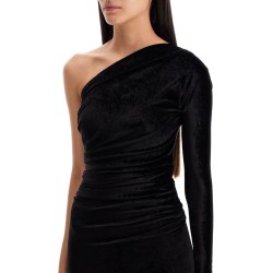 asymmetric velvet fluid dress