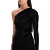 asymmetric velvet fluid dress