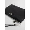 re-nylon and saffiano leather pouch