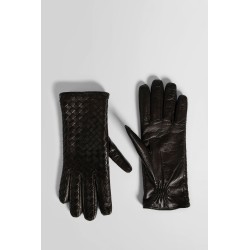 intrecciato leather gloves