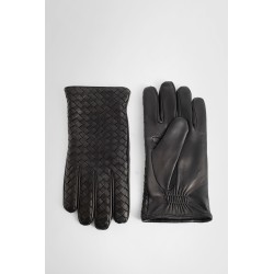 intrecciato leather gloves