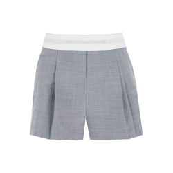 pleated shorts with branded band