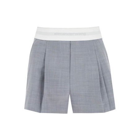 pleated shorts with branded band