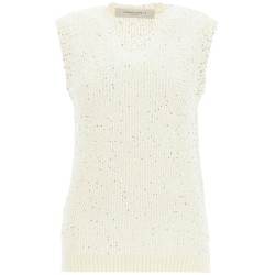 knitted vest with sequins embell