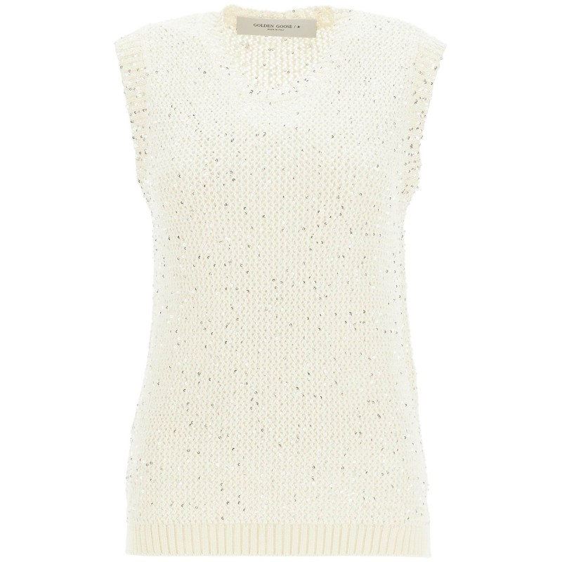 knitted vest with sequins embell