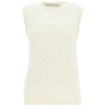 knitted vest with sequins embell